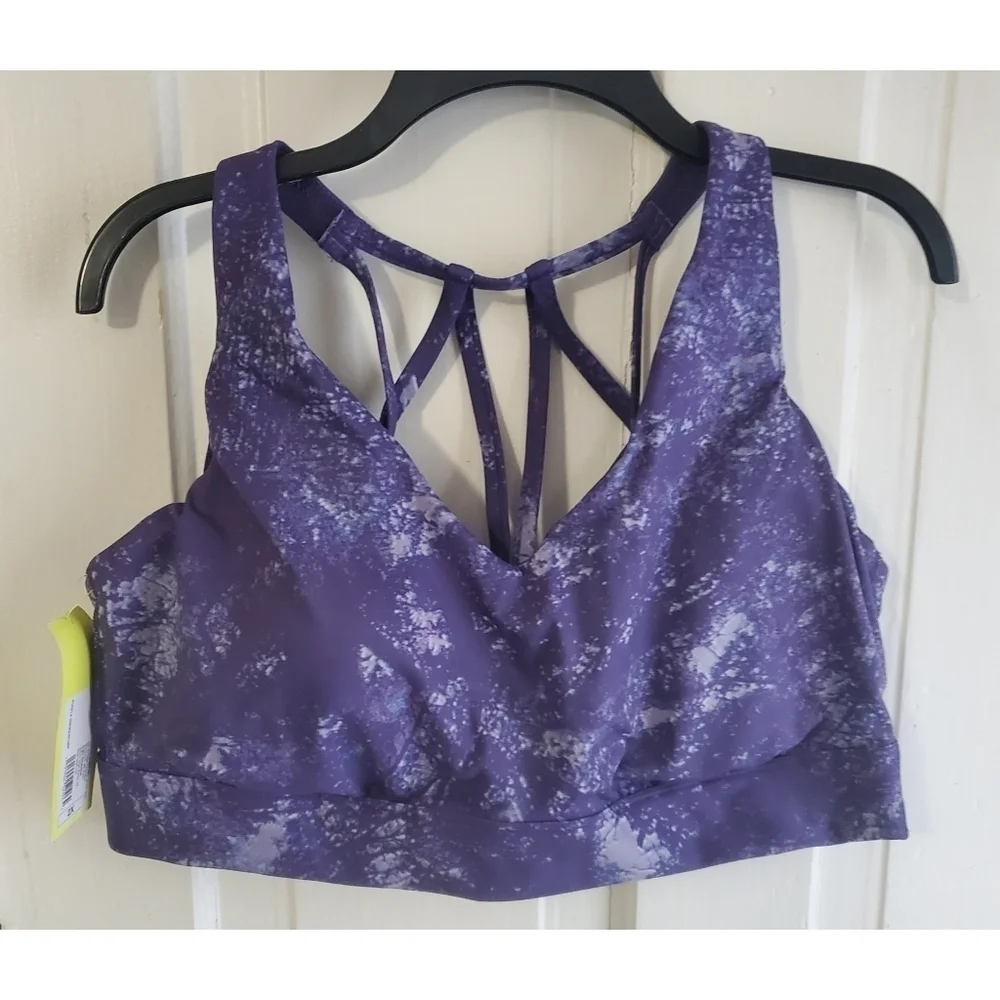 All in Motion Purple Tie Dye Print Longline Bra